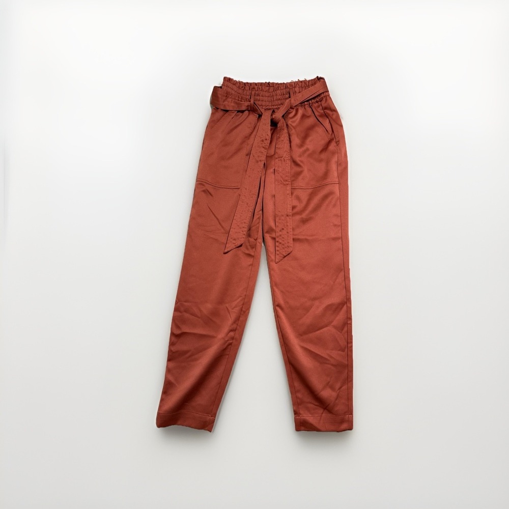 abercrombie & fitch burgandy‎ pants with belt, pockets, women's small